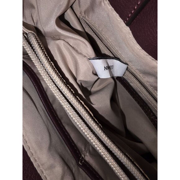 Nine West Mireya Satchel Burgundy Handbag With Bow Detail & Chain Strap - Picture 5 of 11